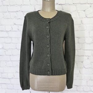 Zara Button-Up Smooth Knit Cardigan Dark Green Women’s Small
